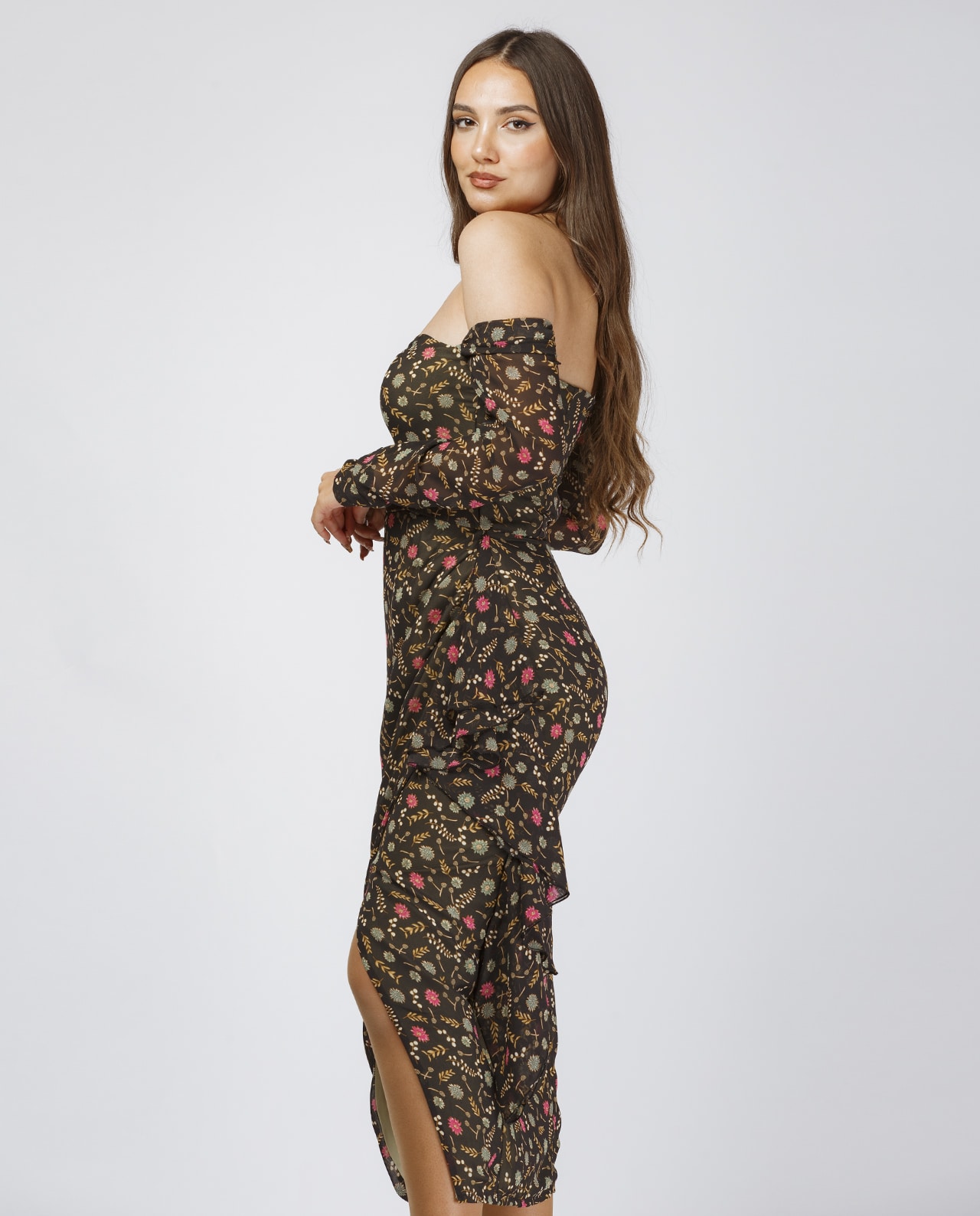 Çiçəkli Qəhvəyi Libas - Image 2